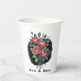 Vasos De Papel Marco de boda de rosa gótica