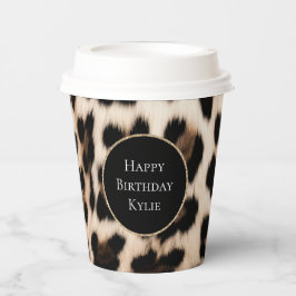Vasos De Papel Marco de brillo de animal leopardo crema