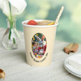 Vasos De Papel Marco de foto oval de conejo y niño Pascua