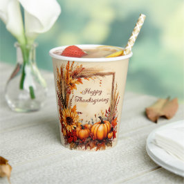 Vasos De Papel marco de mezcla de otoño Día de Acción de Gracias