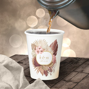 Vasos De Papel Marco floral Boho Oasis Boda ID959