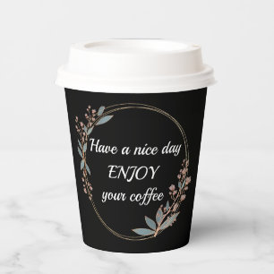 Vasos De Papel Marco floral personalizado con texto matutino