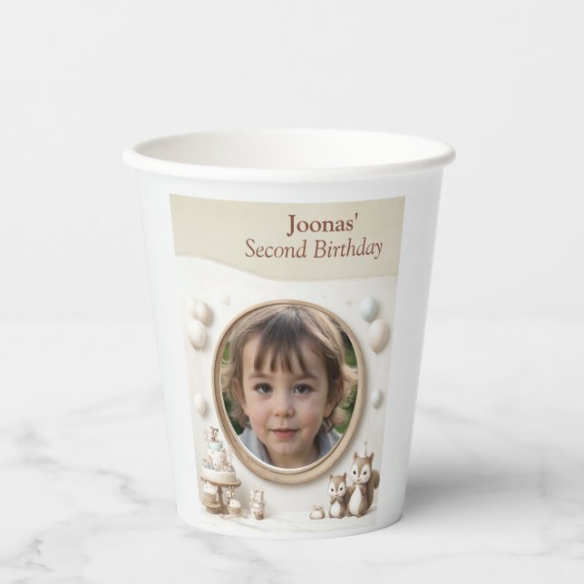 Vasos De Papel Marco fotográfico de ardilla para fiestas de cumpl (Anverso)
