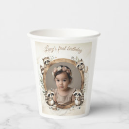 Vasos De Papel Marco fotográfico de mapache para las fiestas de c