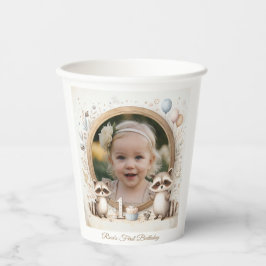 Vasos De Papel Marco fotográfico de mapache para las fiestas de c