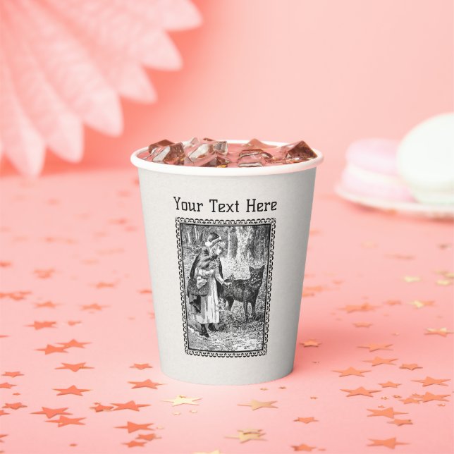 Vasos De Papel Marco negro del árbol del lobo del casquillo rojo (in situ)