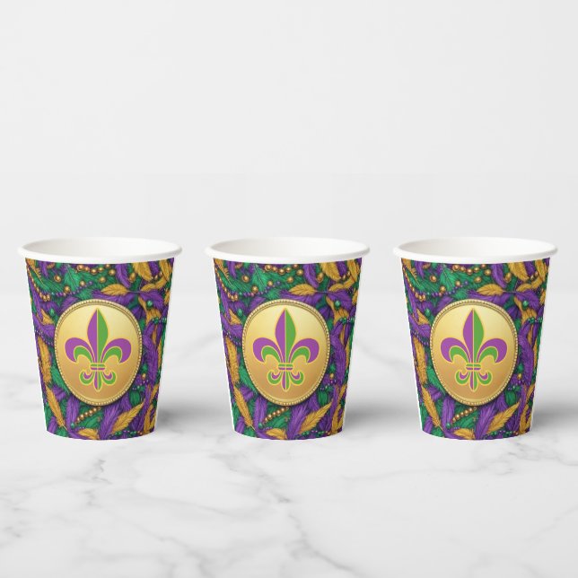 Vasos De Papel Mardi Gras Fleur de lis (Multi)