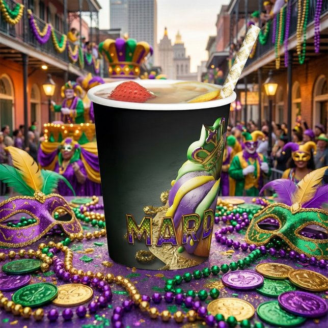 Vasos De Papel Mardi Gras King Cake con corona (Subido por el creador)
