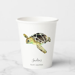 Vasos De Papel Marea Turtle Baby Shower acuarela mínima