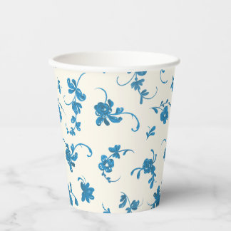 Vasos De Papel Marfil Azul Vintage Elegante Rococó