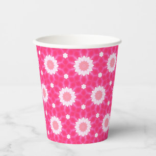 Vasos De Papel margarita blanca y estrellas sobre el fondo rosado