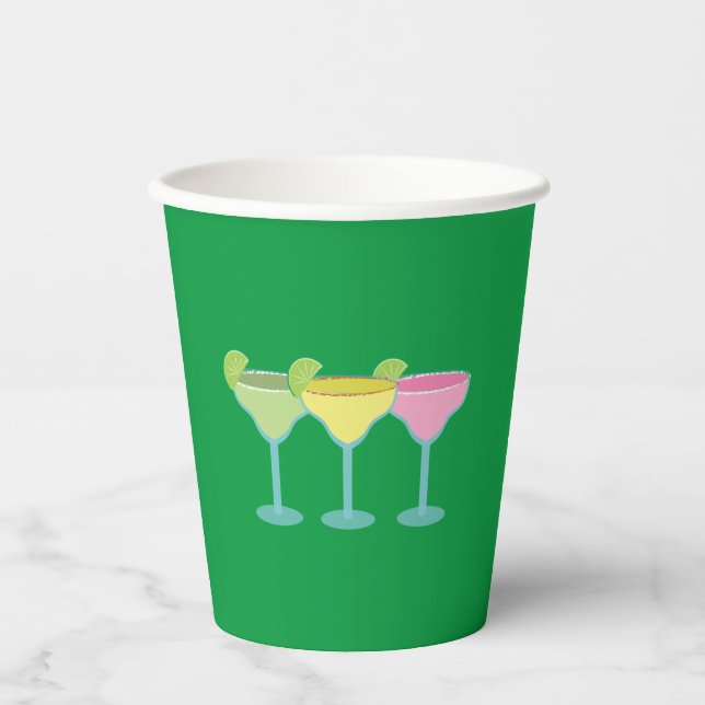 Vasos De Papel Margarita verde gafas Fiestas (Anverso)