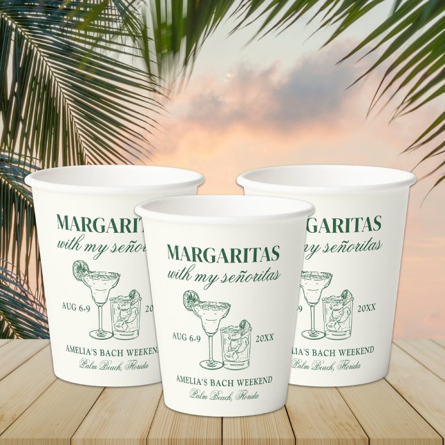 Vasos De Papel Margaritas Con Mi Señoritas Bachelorette Weekend (Subido por el creador)