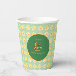 Vasos De Papel Margaritas de primavera sobre verde salvia pastel