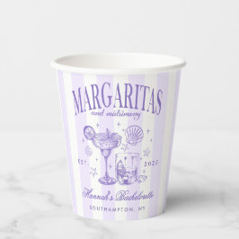 Vasos De Papel Margaritas Retro Modernas y Bach a Rayas Matrimoni