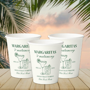 Vasos De Papel Margaritas y Matrimonia Bachelorette Weekend