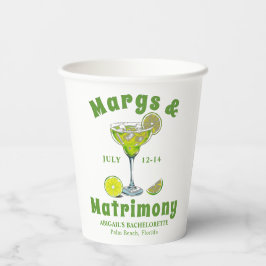 Vasos De Papel Margs & Matrimony cóctel lime bachelorette verde