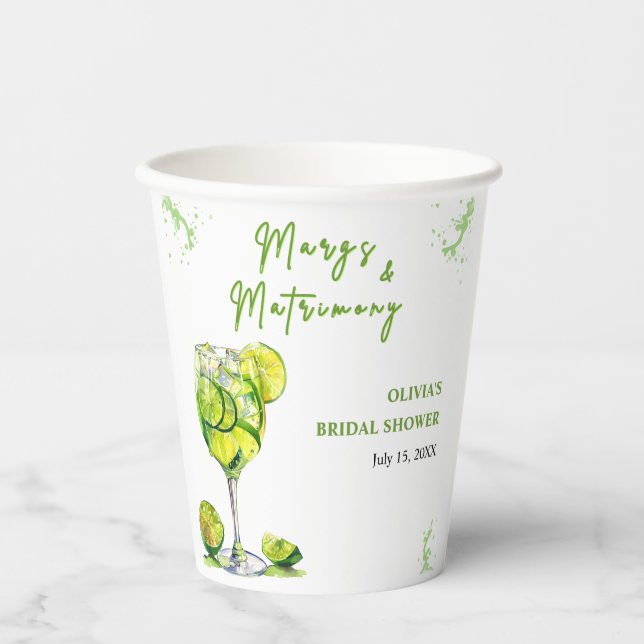 Vasos De Papel Margs y Matrimonio Despedida de Soltera Cóctel (Anverso)