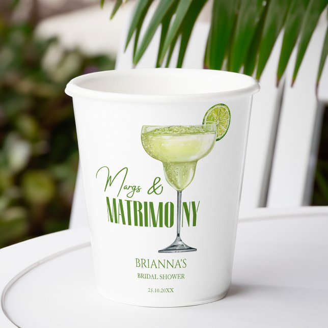 Vasos De Papel Margs y matrimonios despedida de soltera monograma (Margs and matrimony bridal shower monogrammed paper cups personalized table decor custom paper cups)