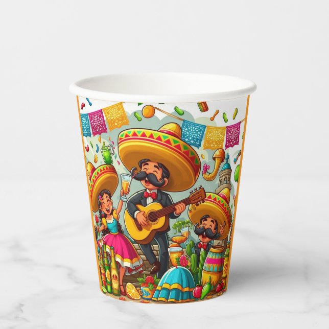 Vasos De Papel Mariachi Fiesta (Anverso)