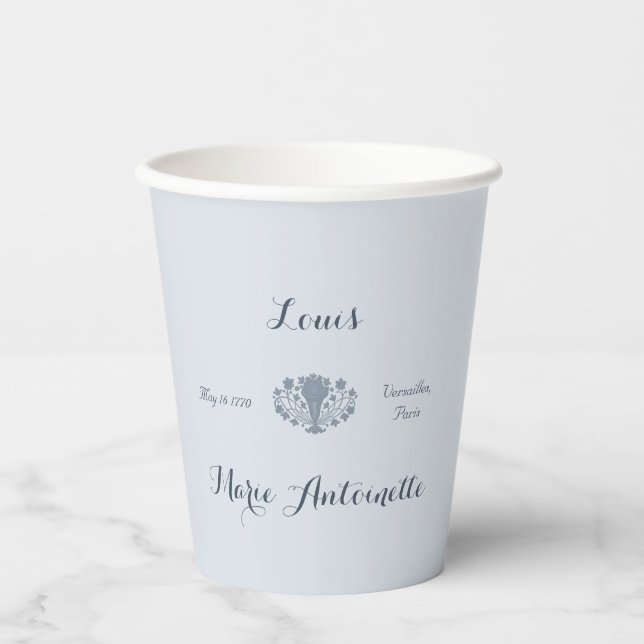 Vasos De Papel Marie Antoinette Boda Rococo Dusty Blue (Anverso)