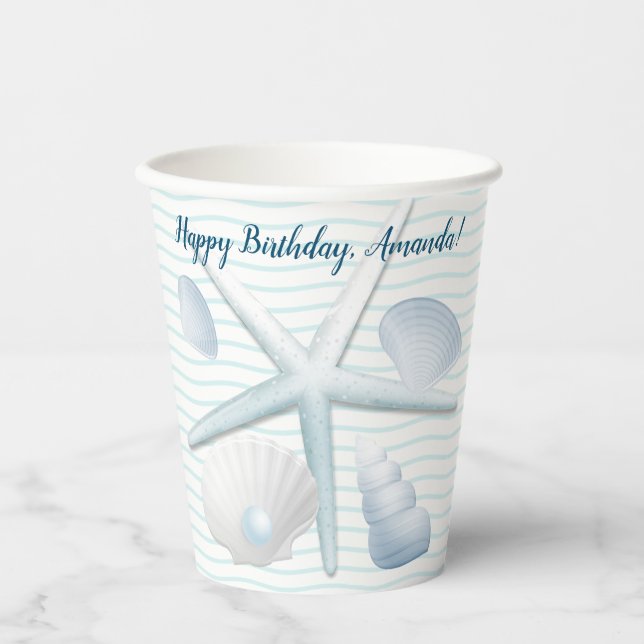 Vasos De Papel Marinas y Perlas (Anverso)