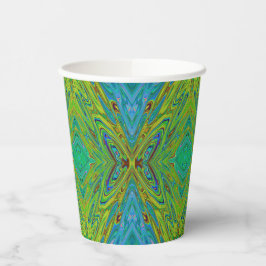 Vasos De Papel Mariposa abstracta azul y chartreuse alucinante