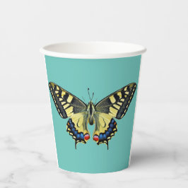 Vasos De Papel Mariposa amarilla y negra