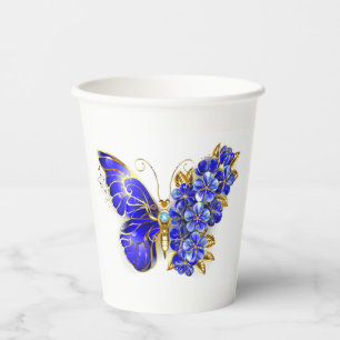 Vasos De Papel Mariposa Flor Zafiro
