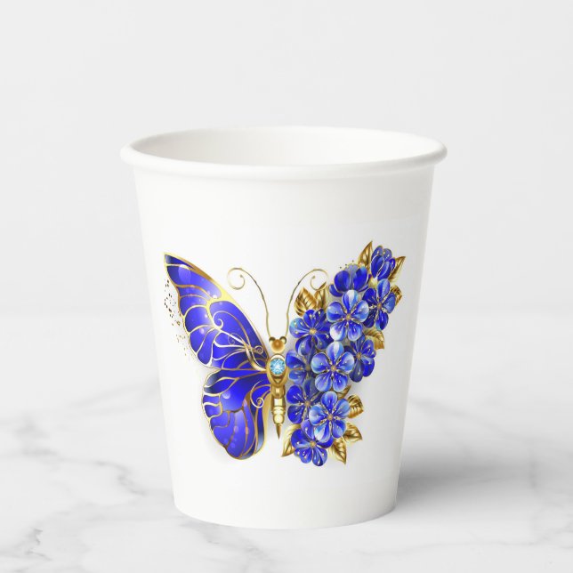 Vasos De Papel Mariposa Flor Zafiro (Anverso)