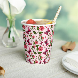 Vasos De Papel Mariposa Floral Bloom de Medianoche
