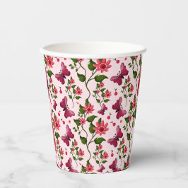 Vasos De Papel Mariposa Floral Bloom de Medianoche