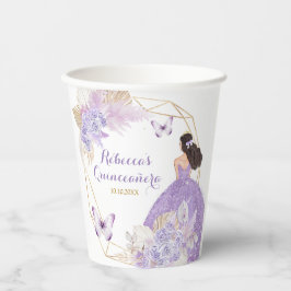 Vasos De Papel Mariposa floral púrpura Princesa Quinceañera