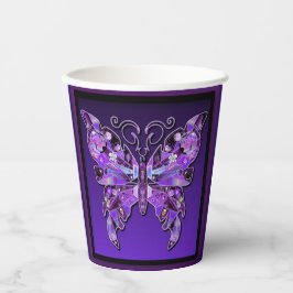 Vasos De Papel Mariposa morada 31 tazas de papel