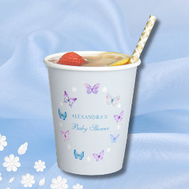 Vasos De Papel Mariposa morada rosada Duste Baby Shower azul