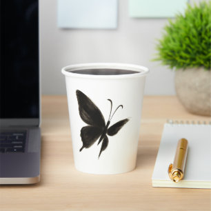 Vasos De Papel Mariposa negra - Elegante diseño alado