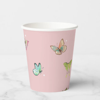 Vasos De Papel Mariposa Pastel Púrpura