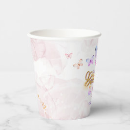 Vasos De Papel Mariposa Primer Chica de Cumpleaños Primer Púrpura