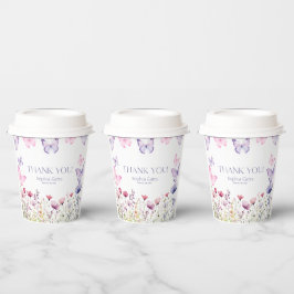 Vasos de papel Mariposa rosa y morado 