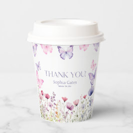 Vasos de papel Mariposa rosa y morado