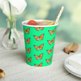 Vasos De Papel Mariposa verde lima