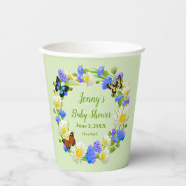 Vasos De Papel Mariposa Wildlowers Copas de papel Baby Shower