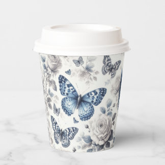 Vasos De Papel Mariposa y rosas