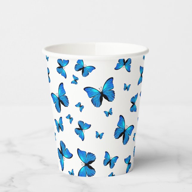 Vasos De Papel Mariposas azules  (Izquierda)