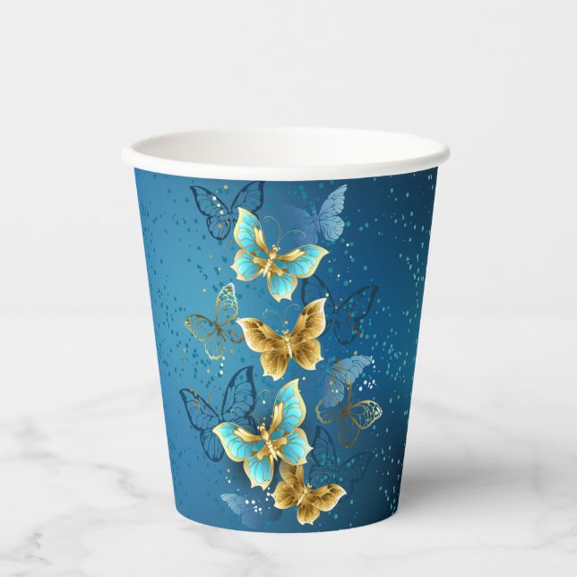 Vasos De Papel Mariposas doradas (Anverso)
