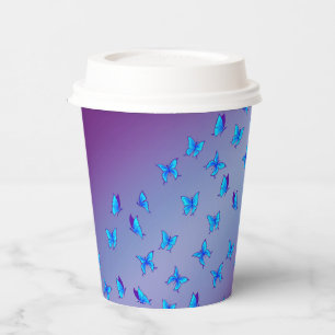 Vasos De Papel Mariposas encantadas Púrpura