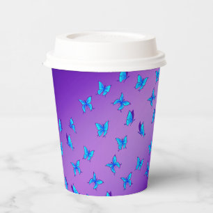 Vasos De Papel Mariposas encantadas Púrpura