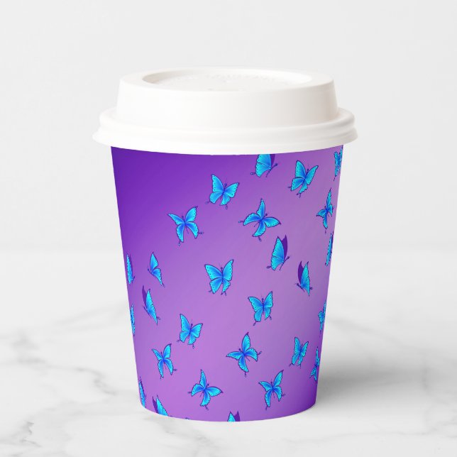 Vasos De Papel Mariposas encantadas Púrpura (Izquierda)