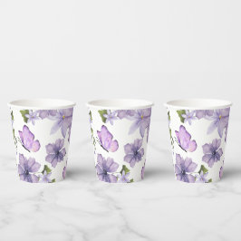 Vasos De Papel Mariposas Púrpuras Flor de agua