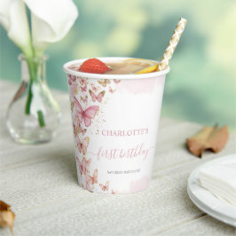 Vasos De Papel Mariposas Rosadas Lindas Cumpleaños Dulces 16 1er 